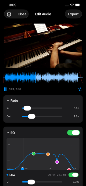 Live preview synced to a waveform